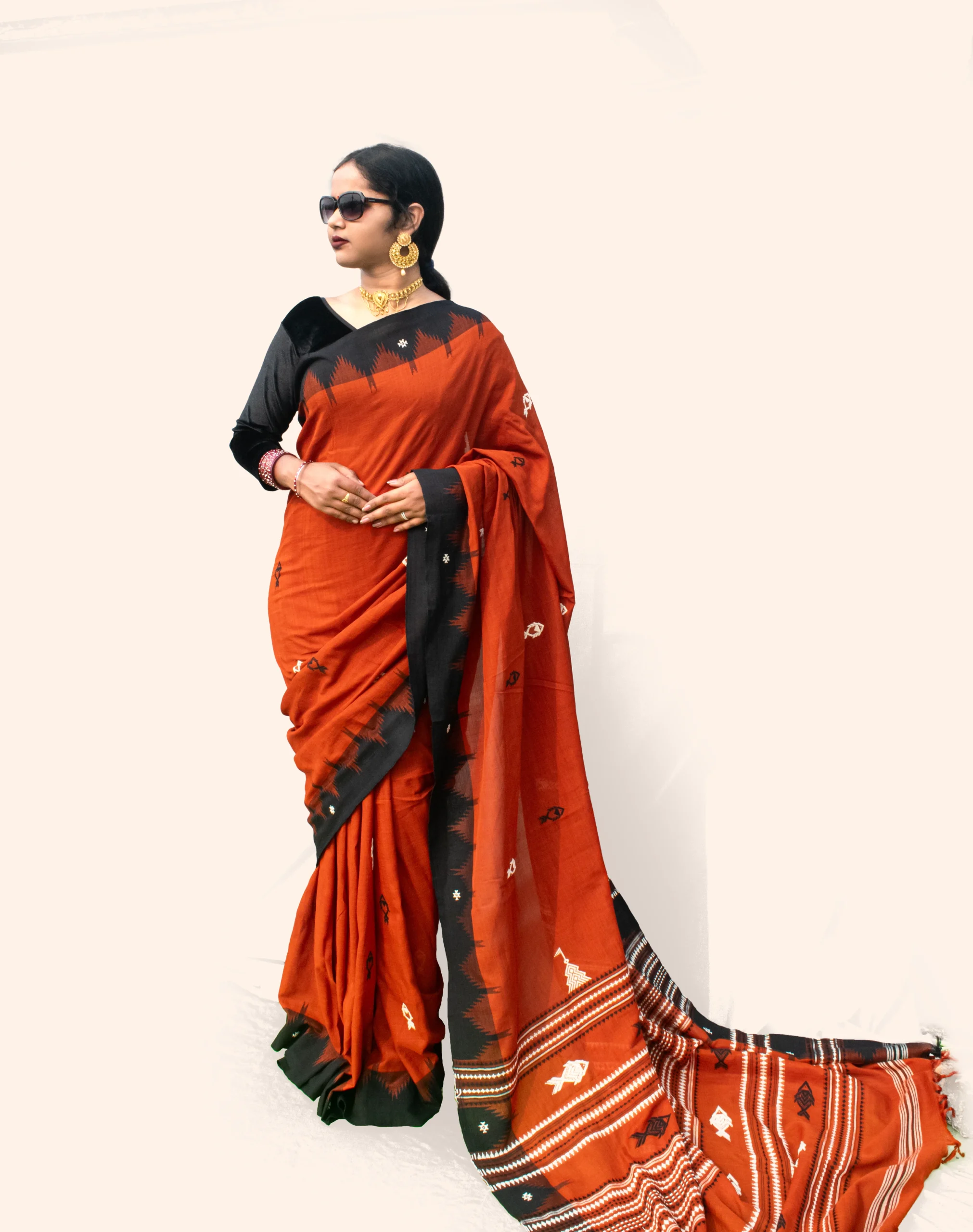Orange Kotpad Cotton saree