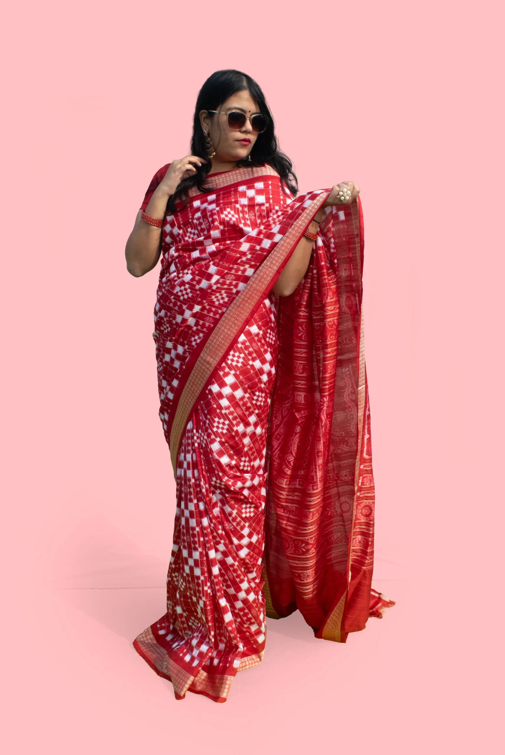 Red Pasapali Sambalpuri Pure Pata Saree
