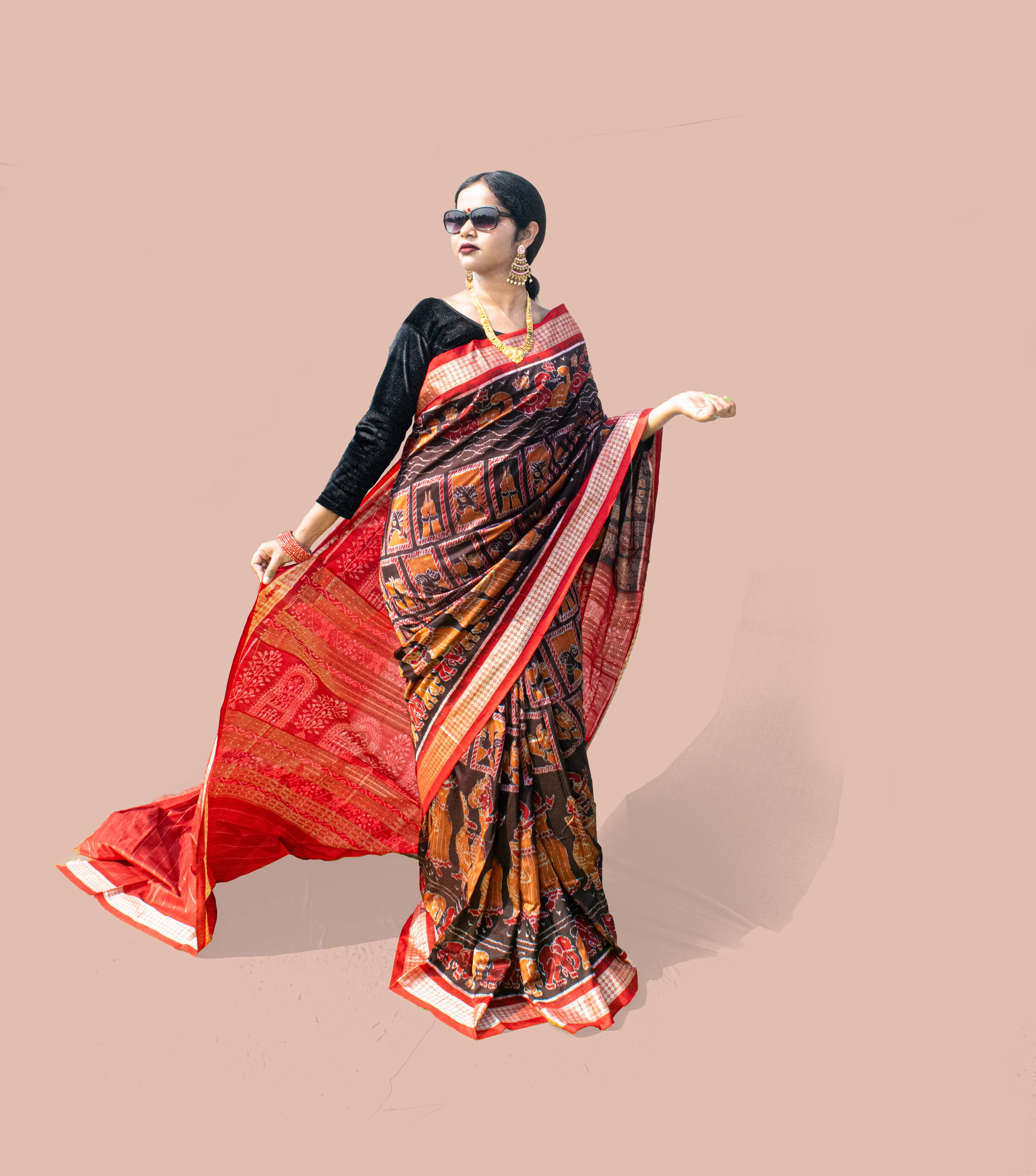 Nartaki Mudra Sambalpuri Pata Saree