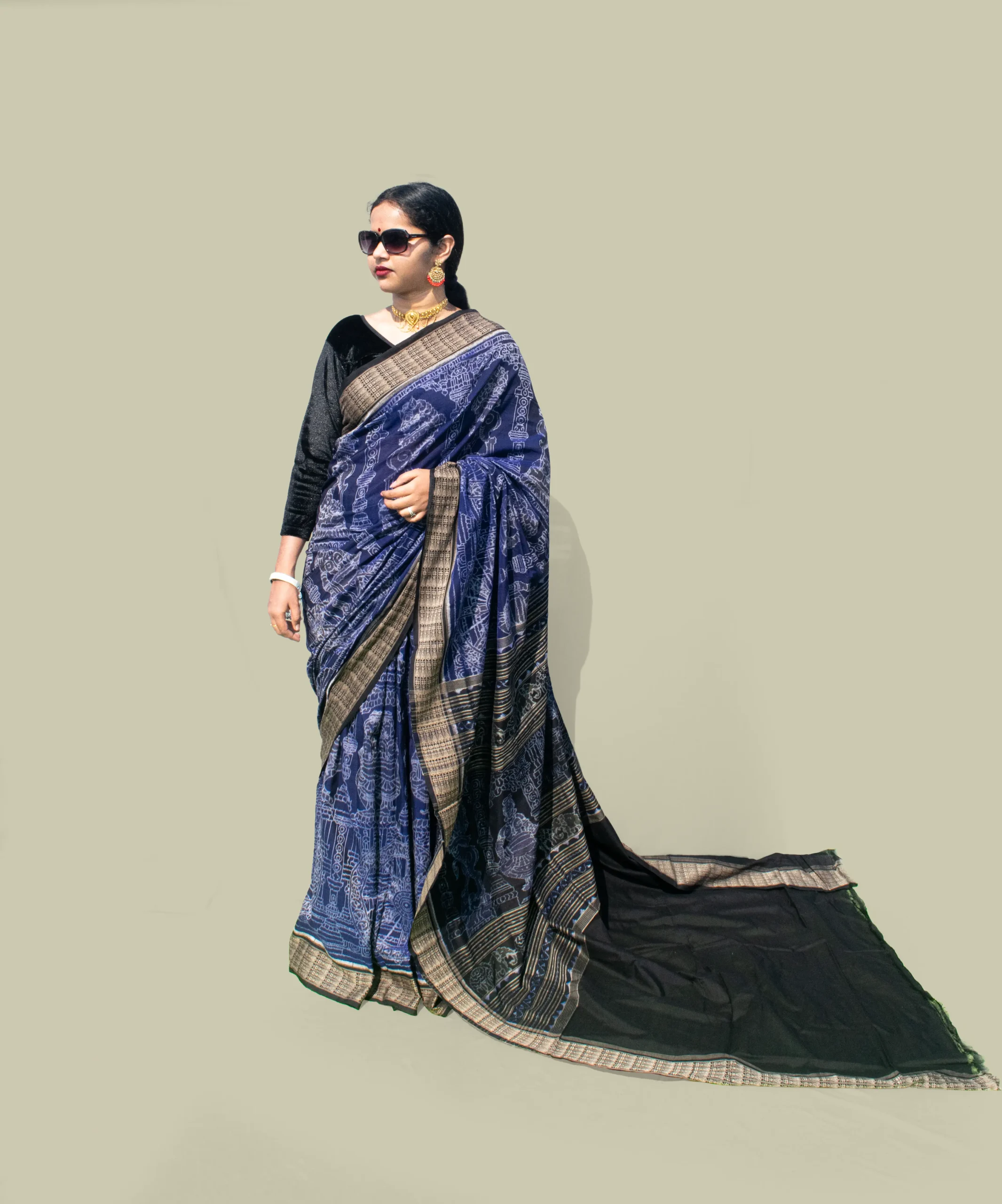 Konarka Chakra and Nartaki Sambalpuri Cotton Saree