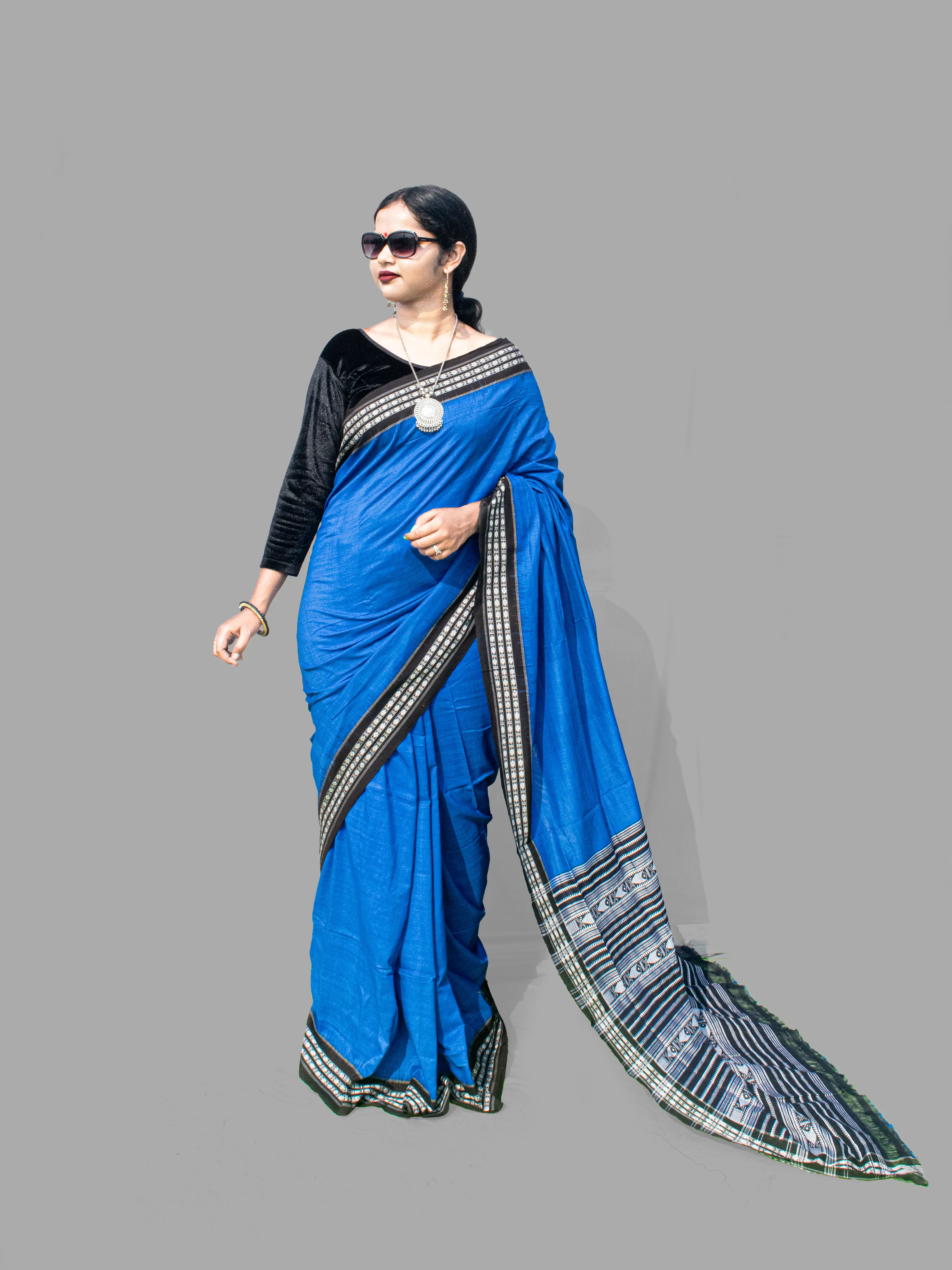 Blue Habaspuri Cotton Saree