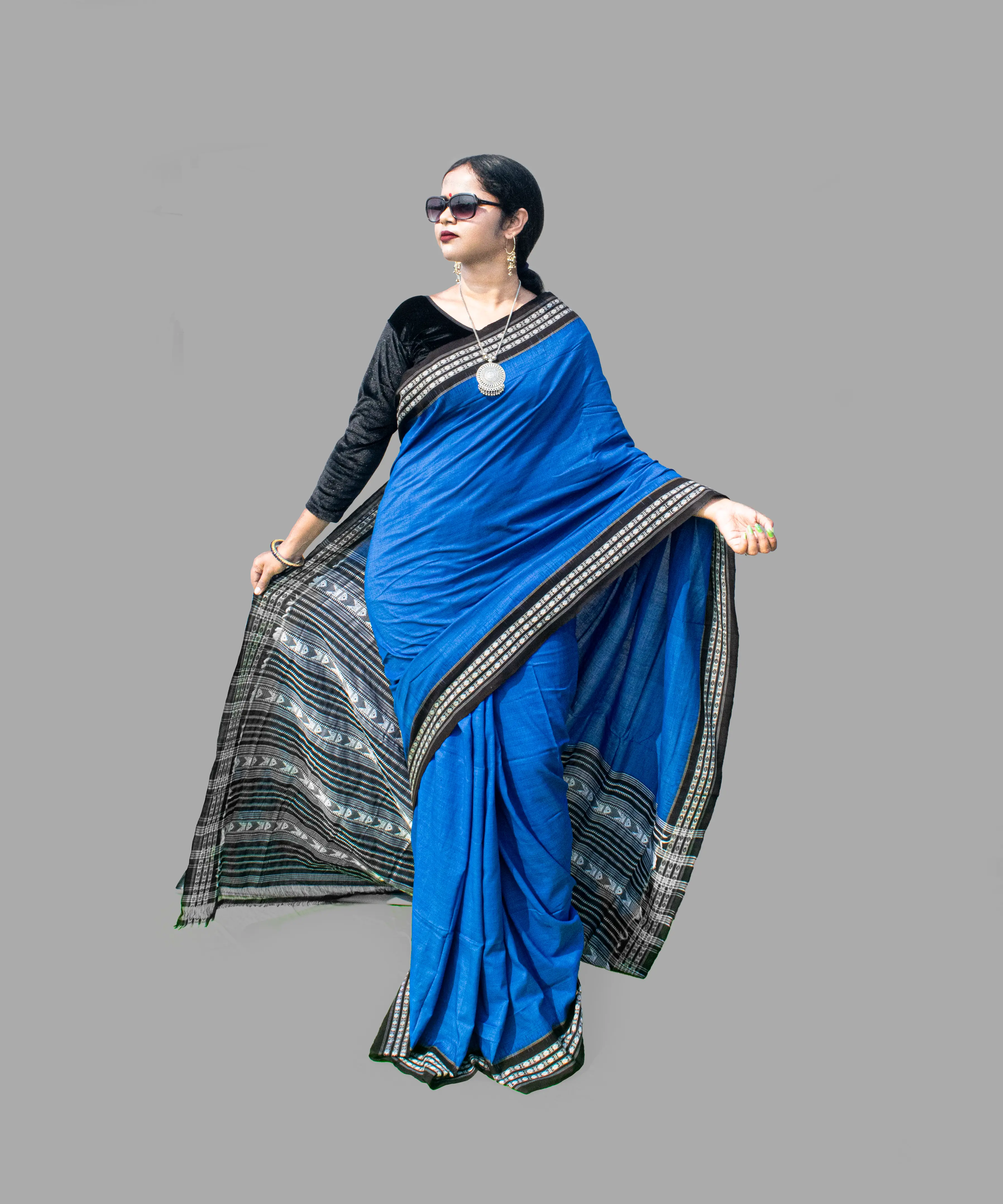 Blue Habaspuri Cotton Saree