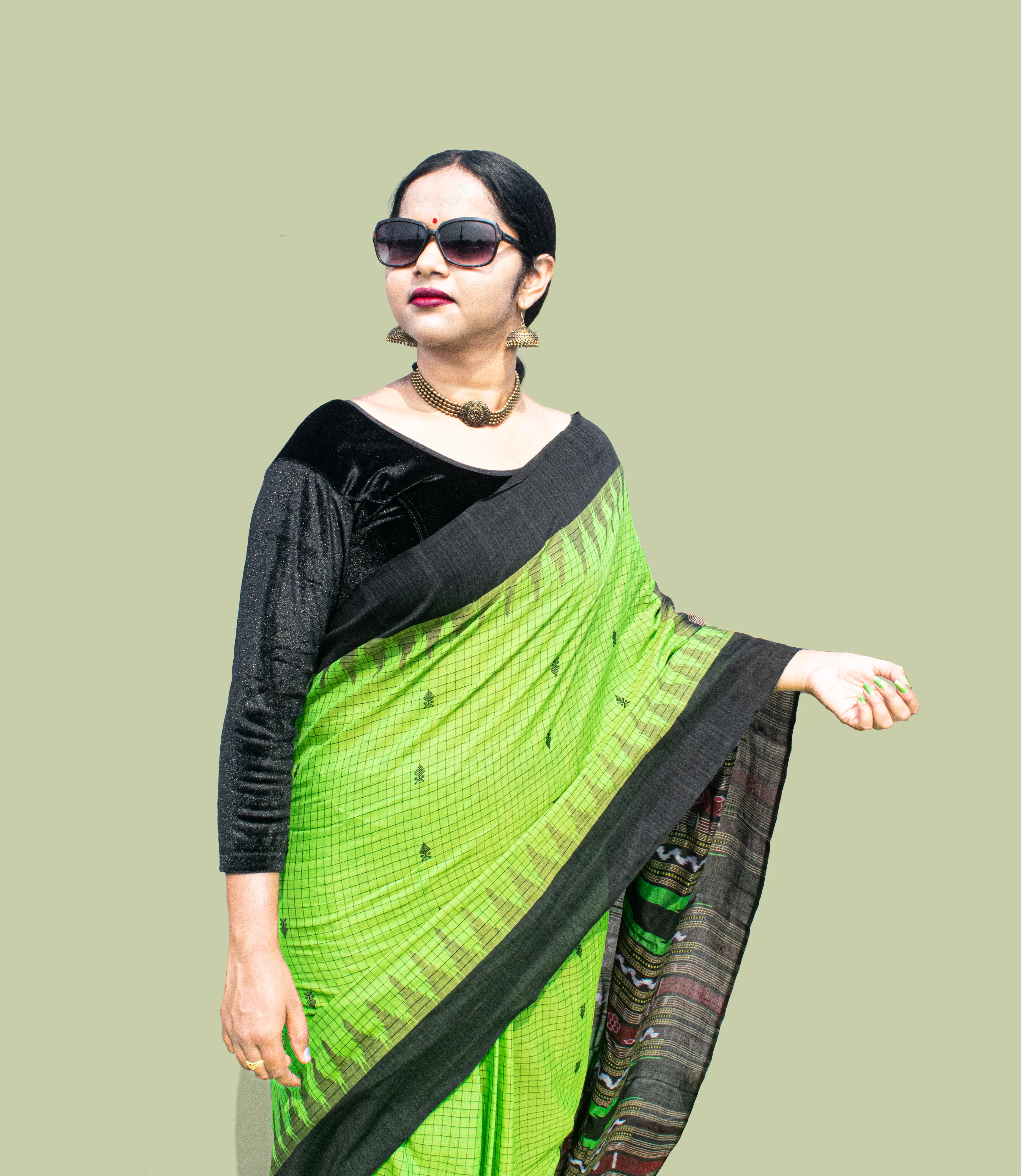 Foda Kumbha Green Sambalpuri Cotton Saree