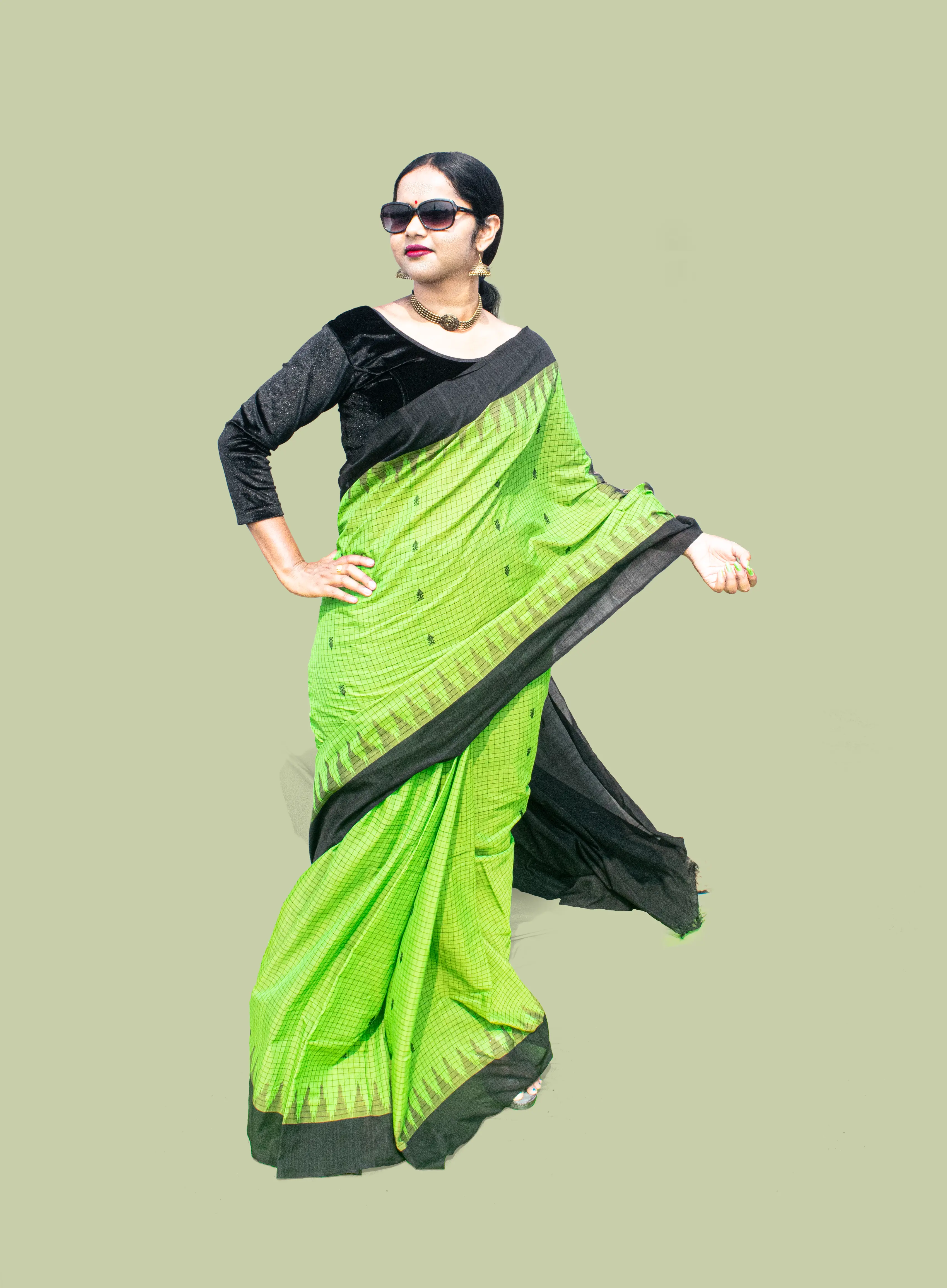 Foda Kumbha Green Sambalpuri Cotton Saree