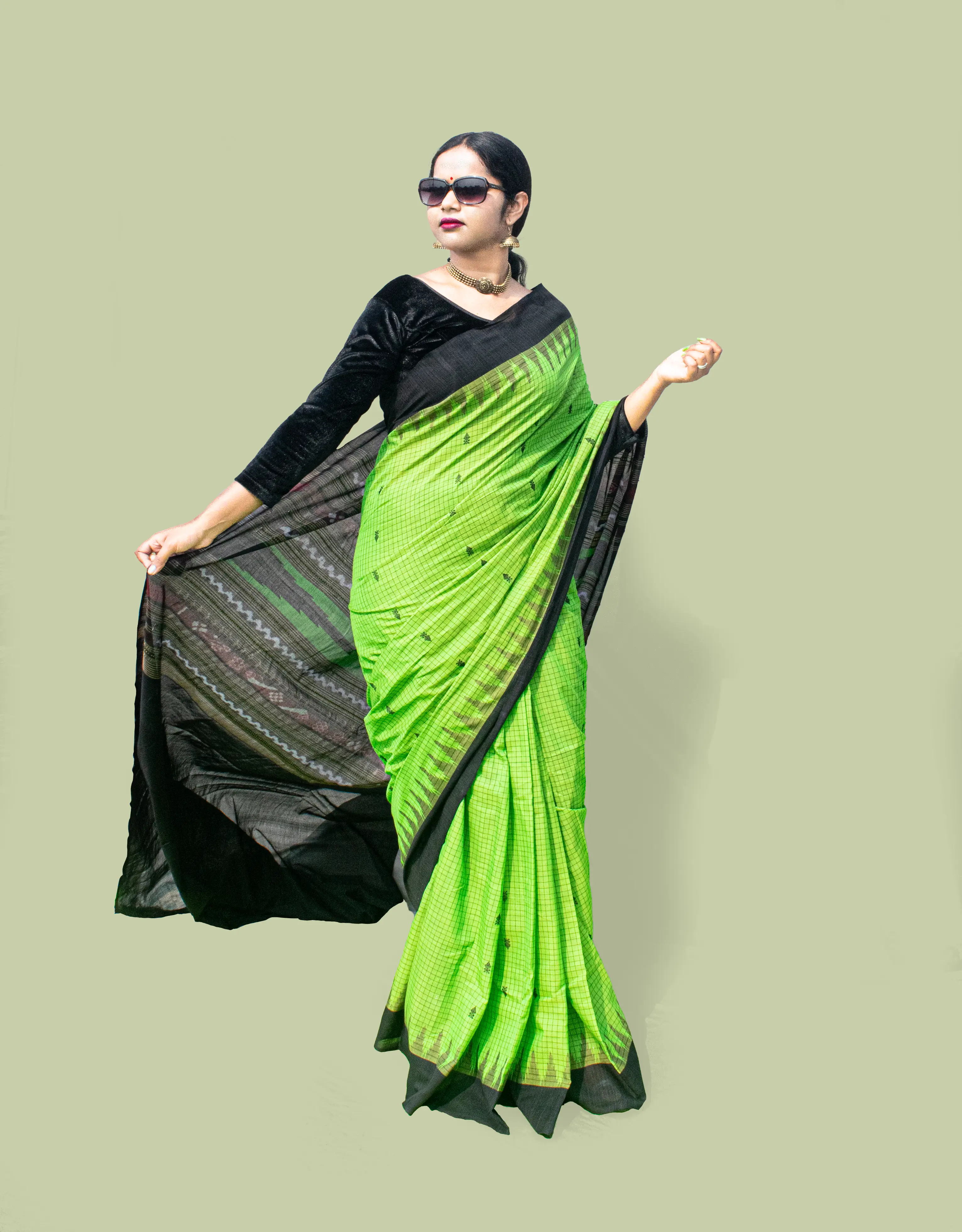Foda Kumbha Green Sambalpuri Cotton Saree