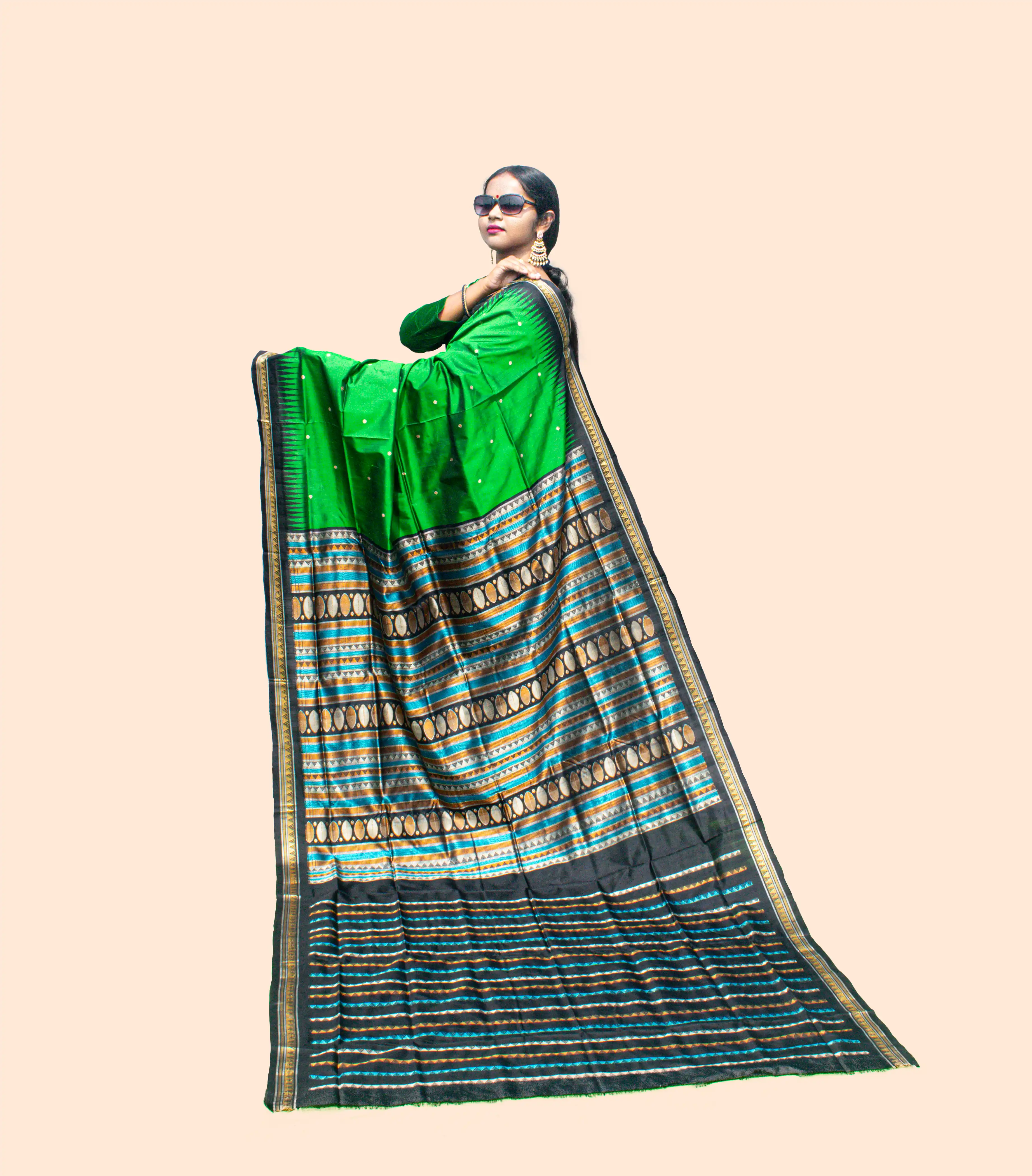 Green Buti Dongria Pata Saree