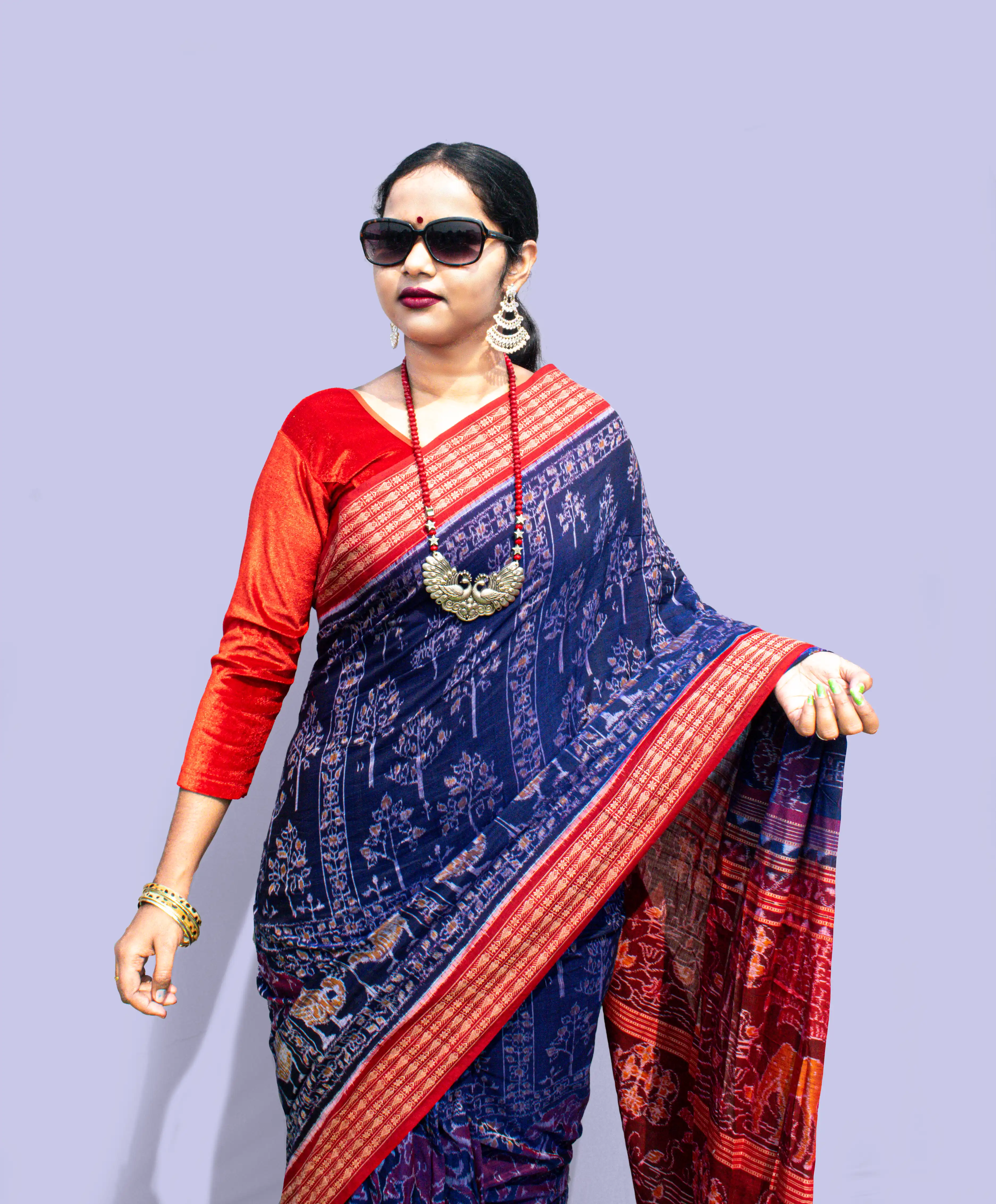Elephant and Tree Bandha Sambalpuri Cotton Saree