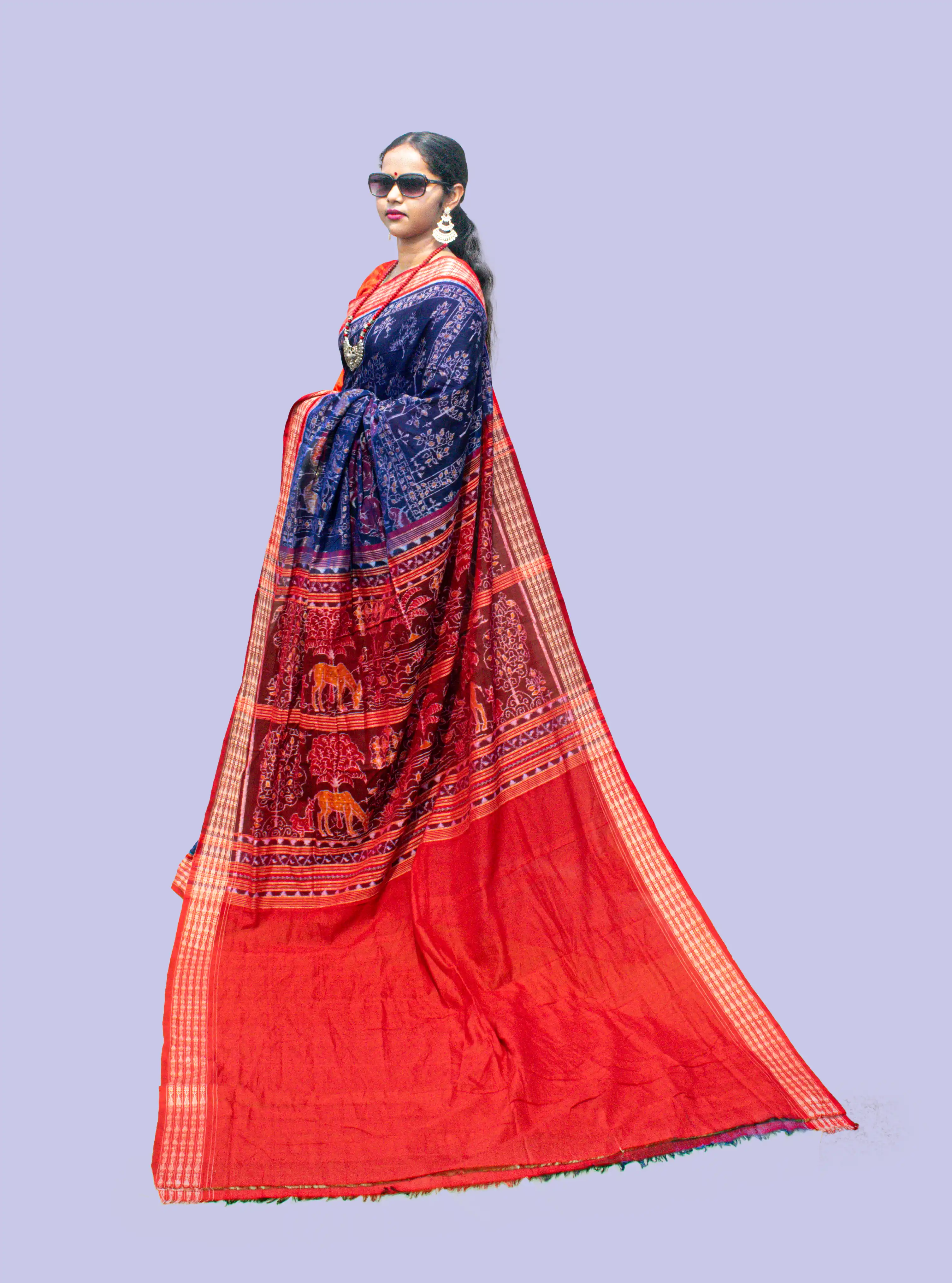 Elephant and Tree Bandha Sambalpuri Cotton Saree