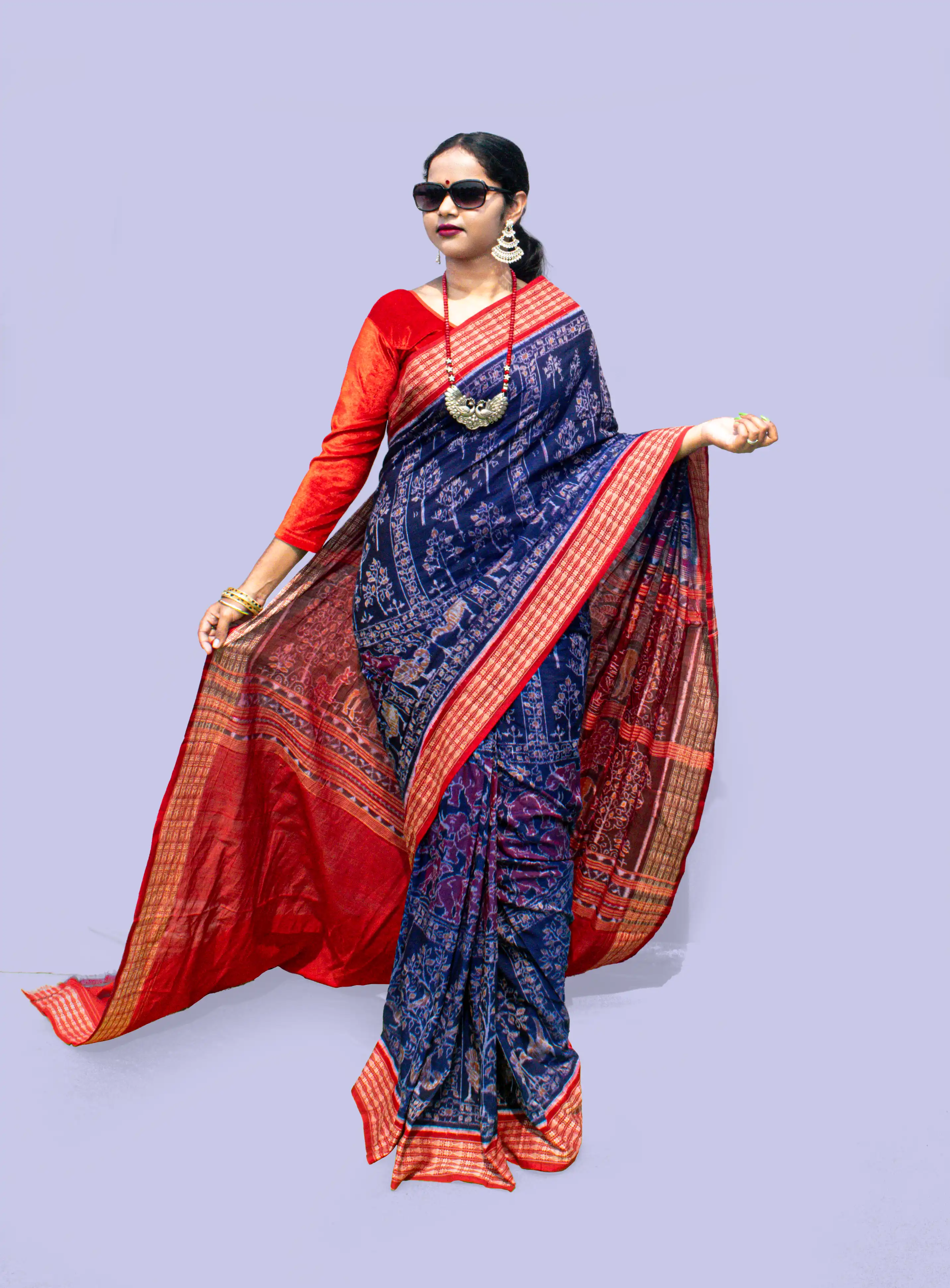 Elephant and Tree Bandha Sambalpuri Cotton Saree