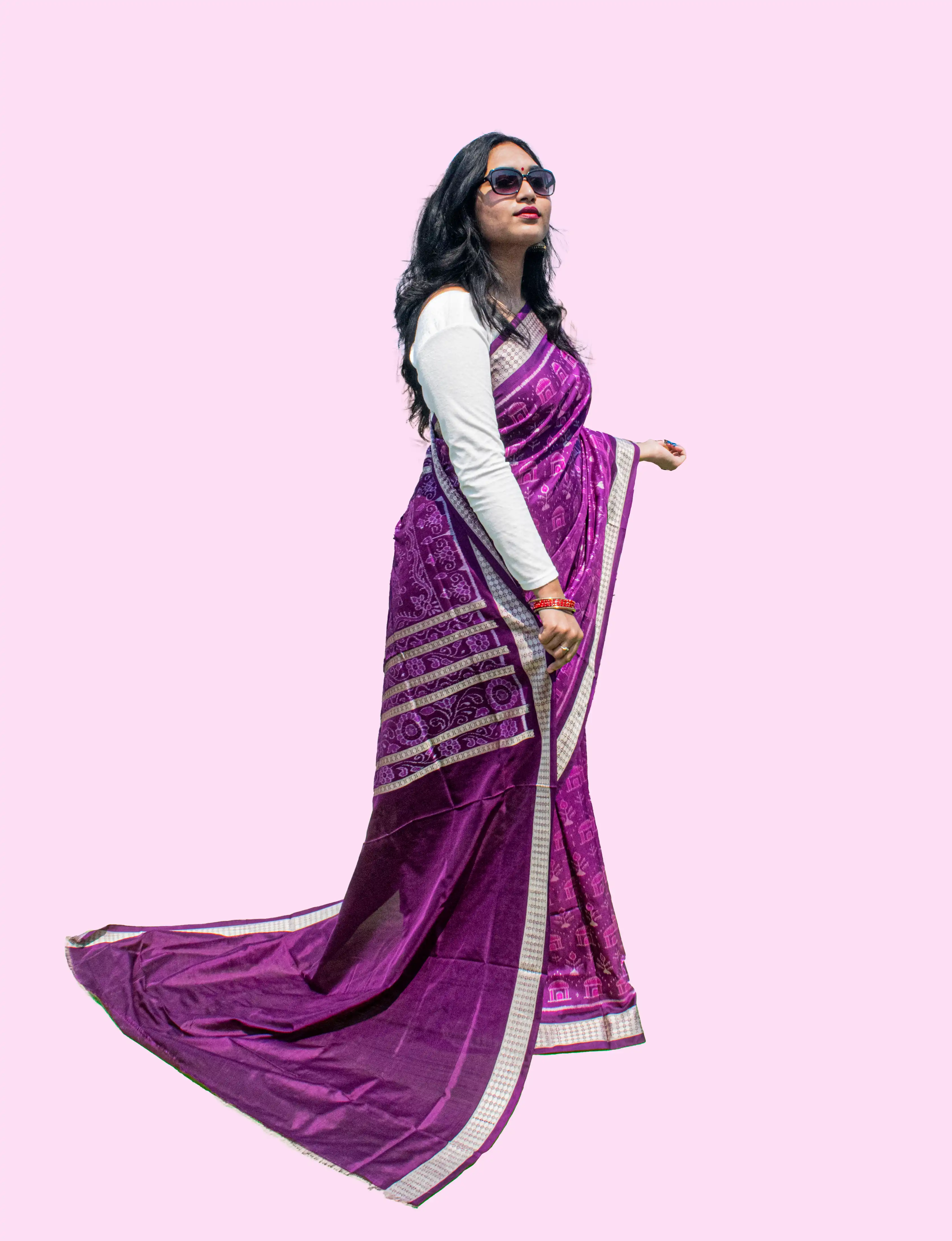 Saura Bandha Mauve Sambalpuri Pure Pata Saree