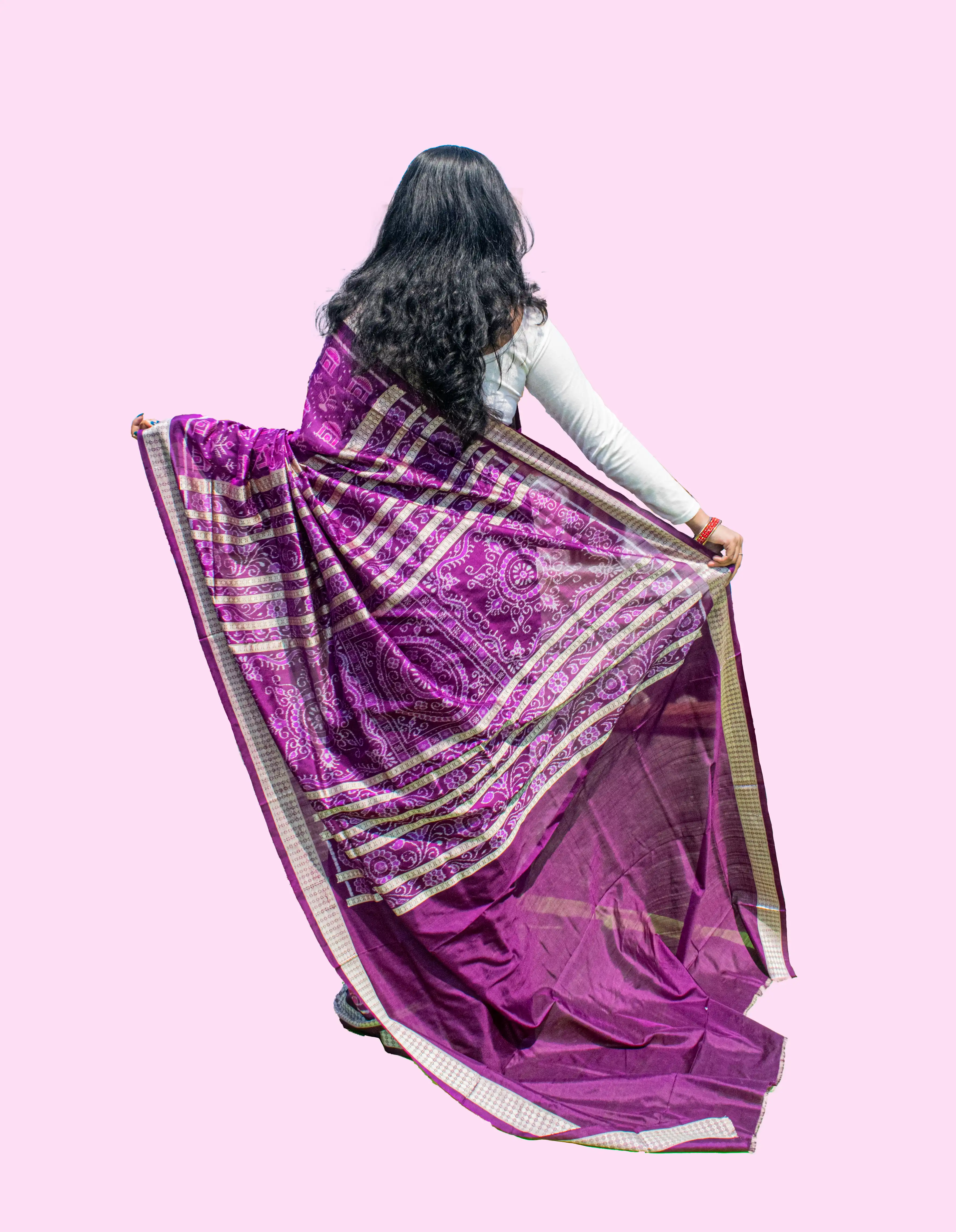 Saura Bandha Mauve Sambalpuri Pure Pata Saree