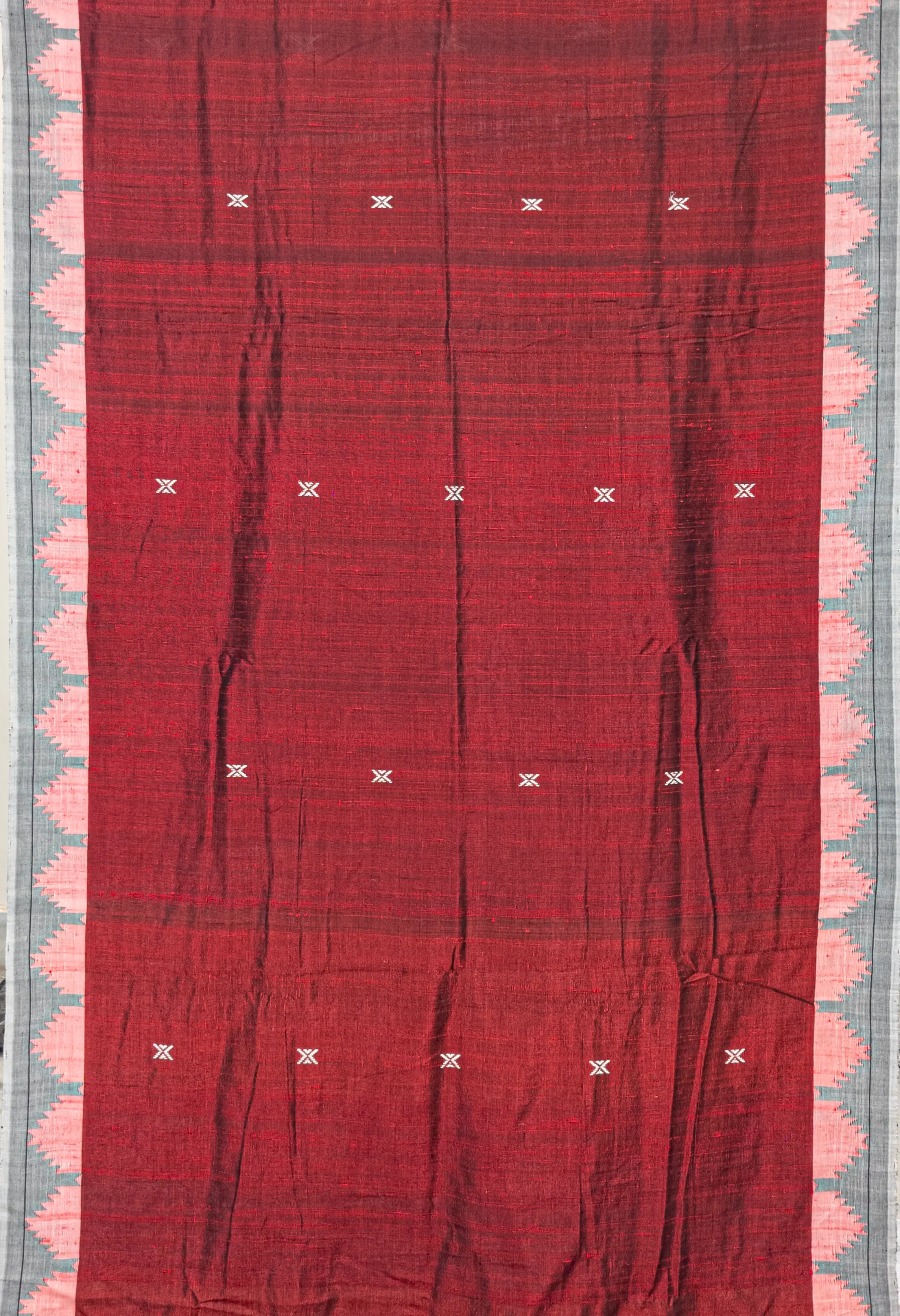 Maroon Kotpad Tussar Silk Saree