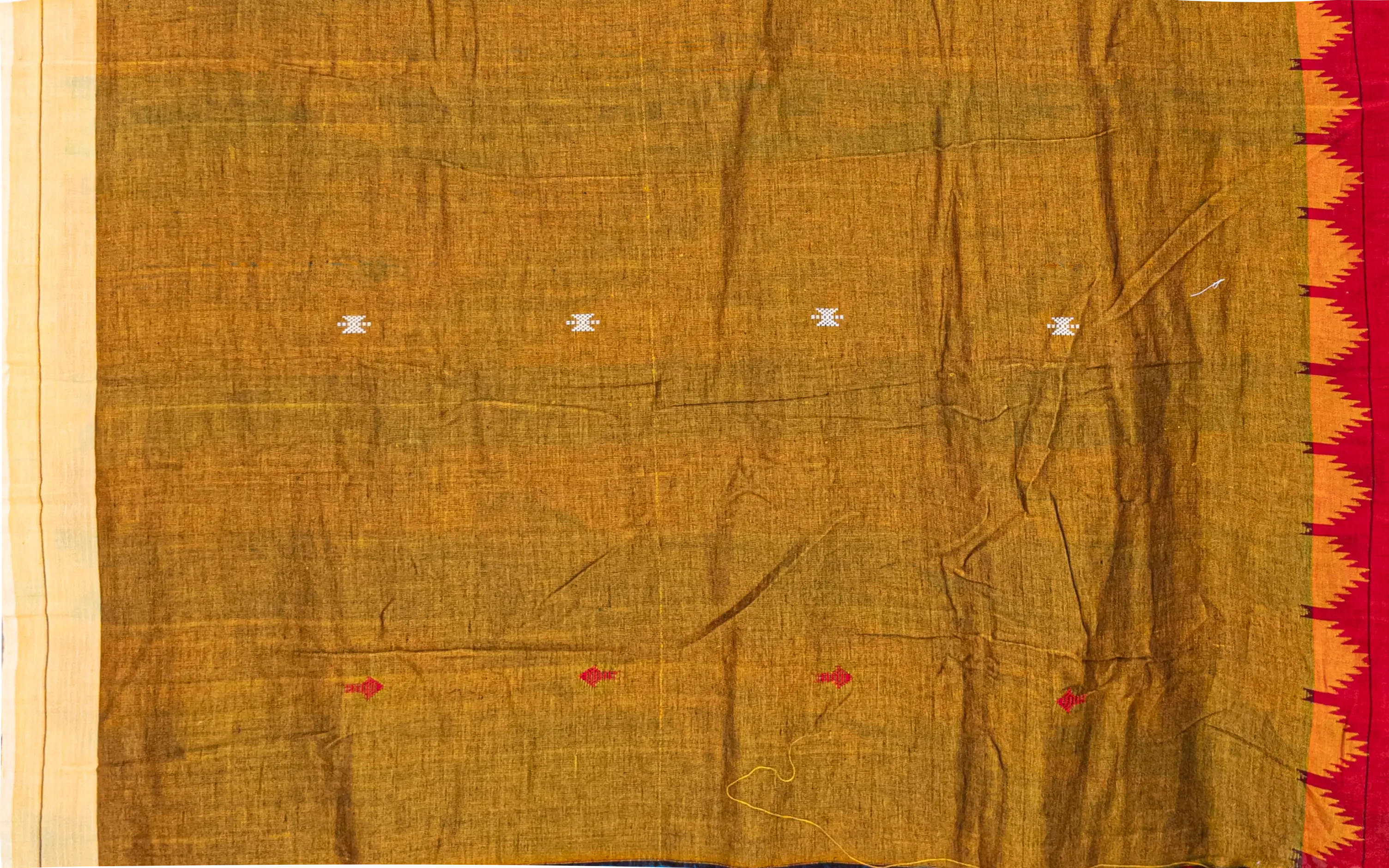 Brown Cream Kotpad Cotton Saree
