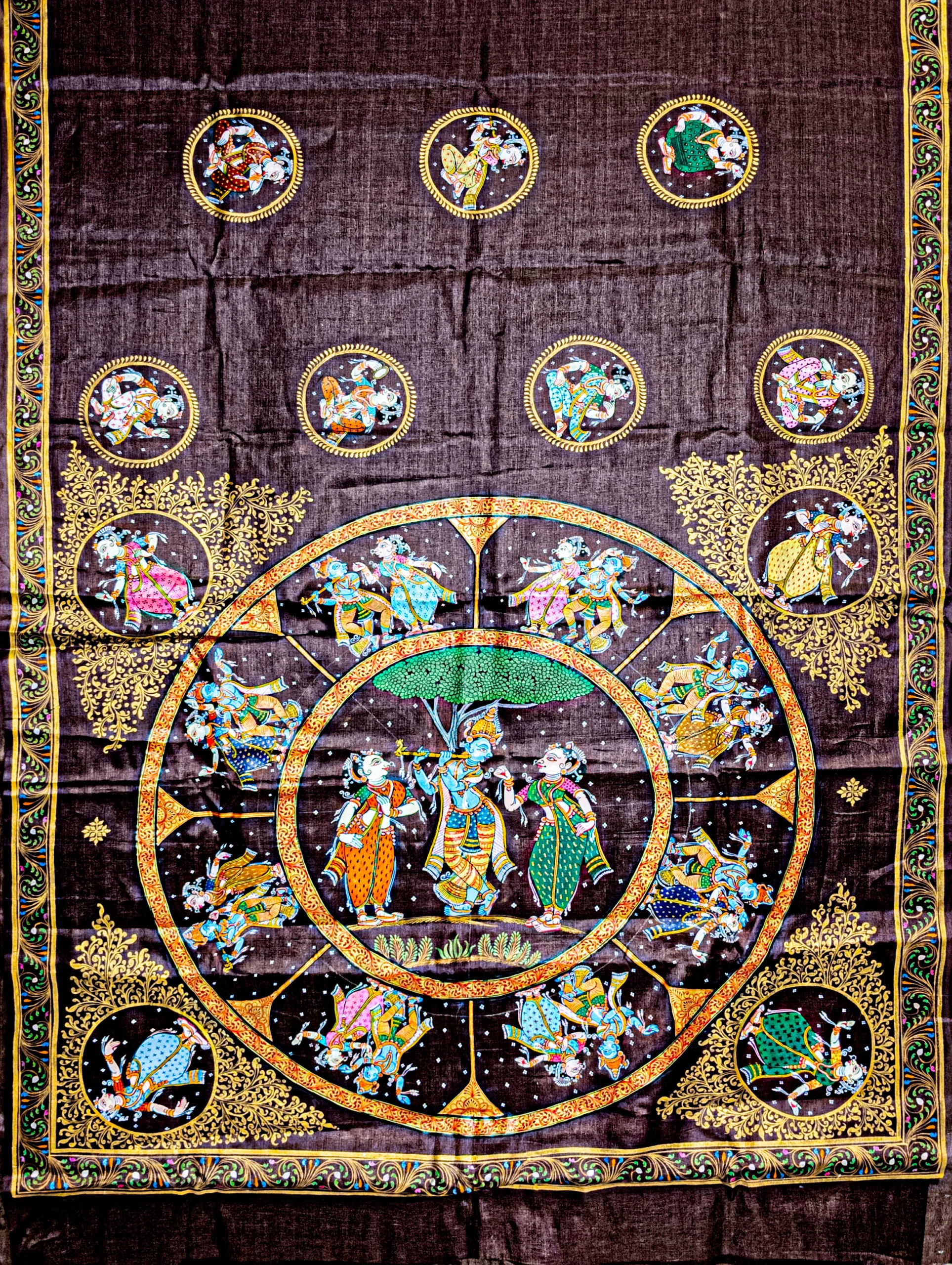 Coffee Color Rasaleela Pattachitra Tussar Silk Saree