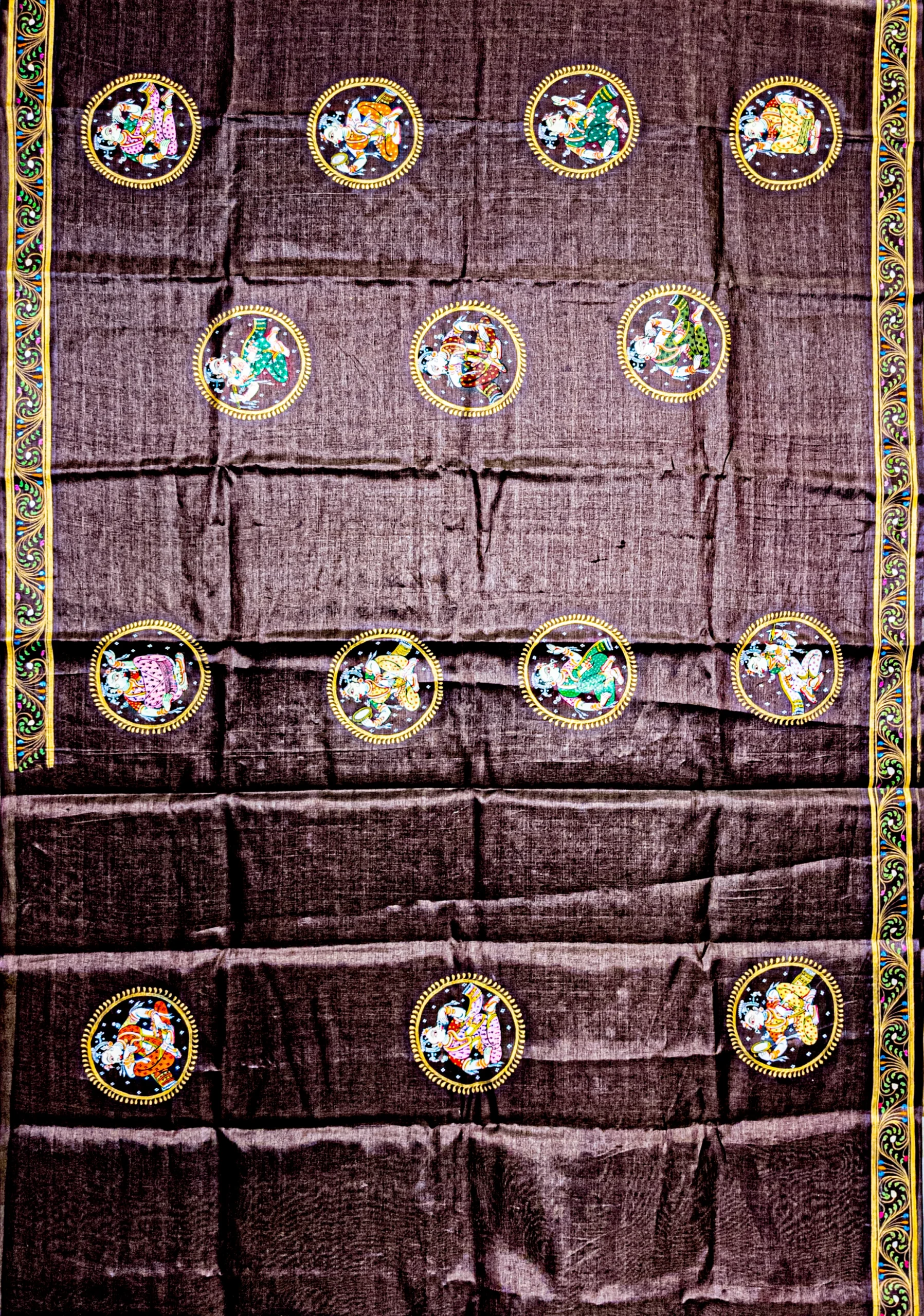 Coffee Color Rasaleela Pattachitra Tussar Silk Saree