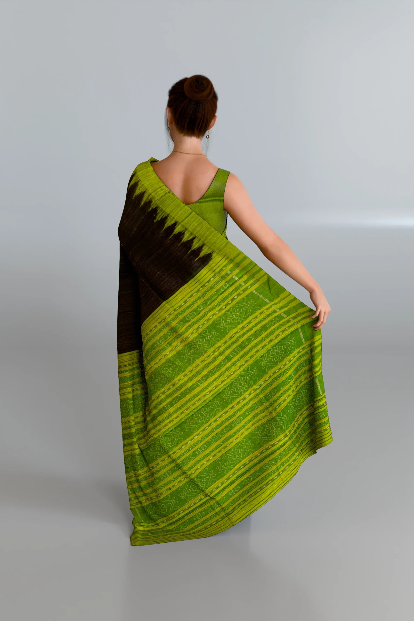 Black Green Gopalpur Tussar Silk Saree