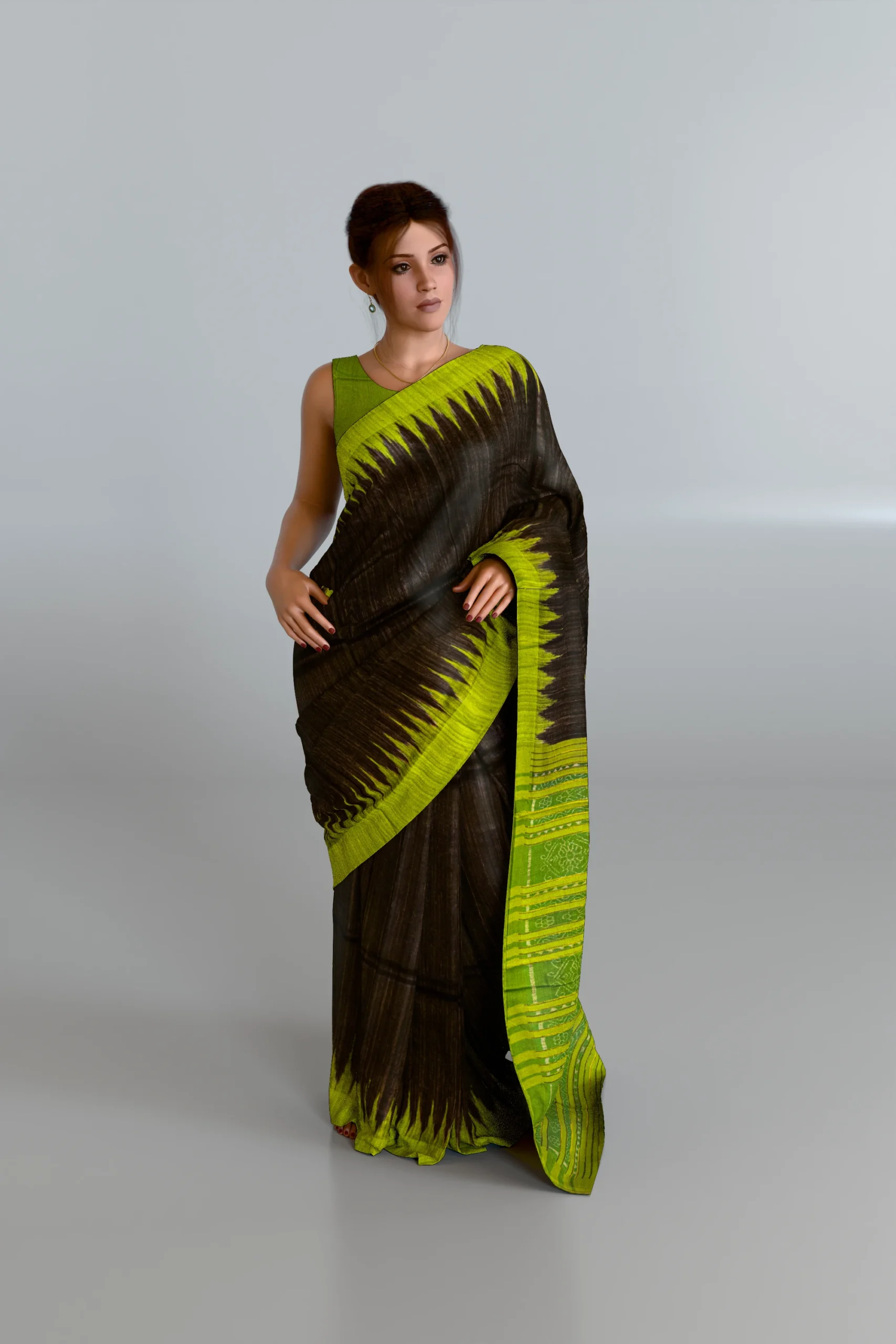 Black Green Gopalpur Tussar Silk Saree