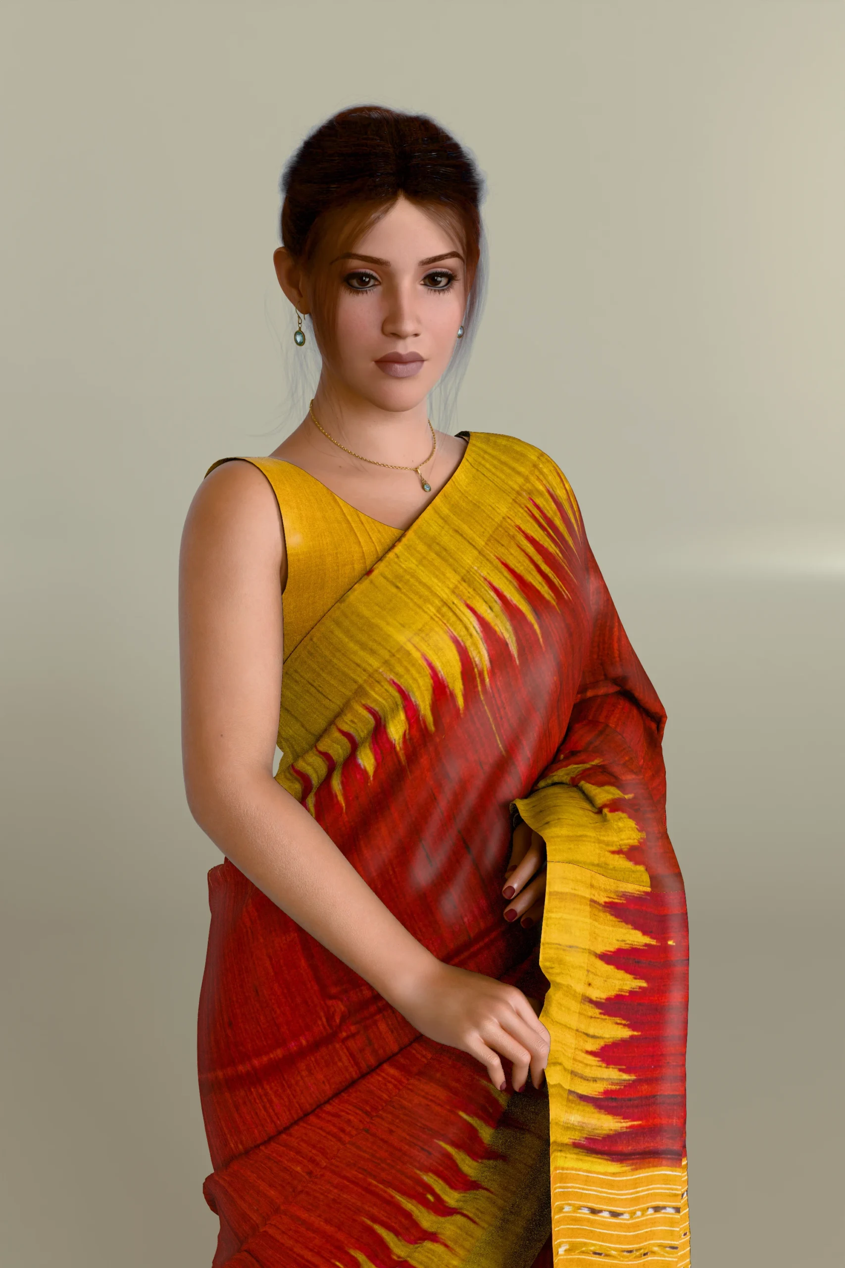 Red Yellow Gopalpur Tussar Silk Saree