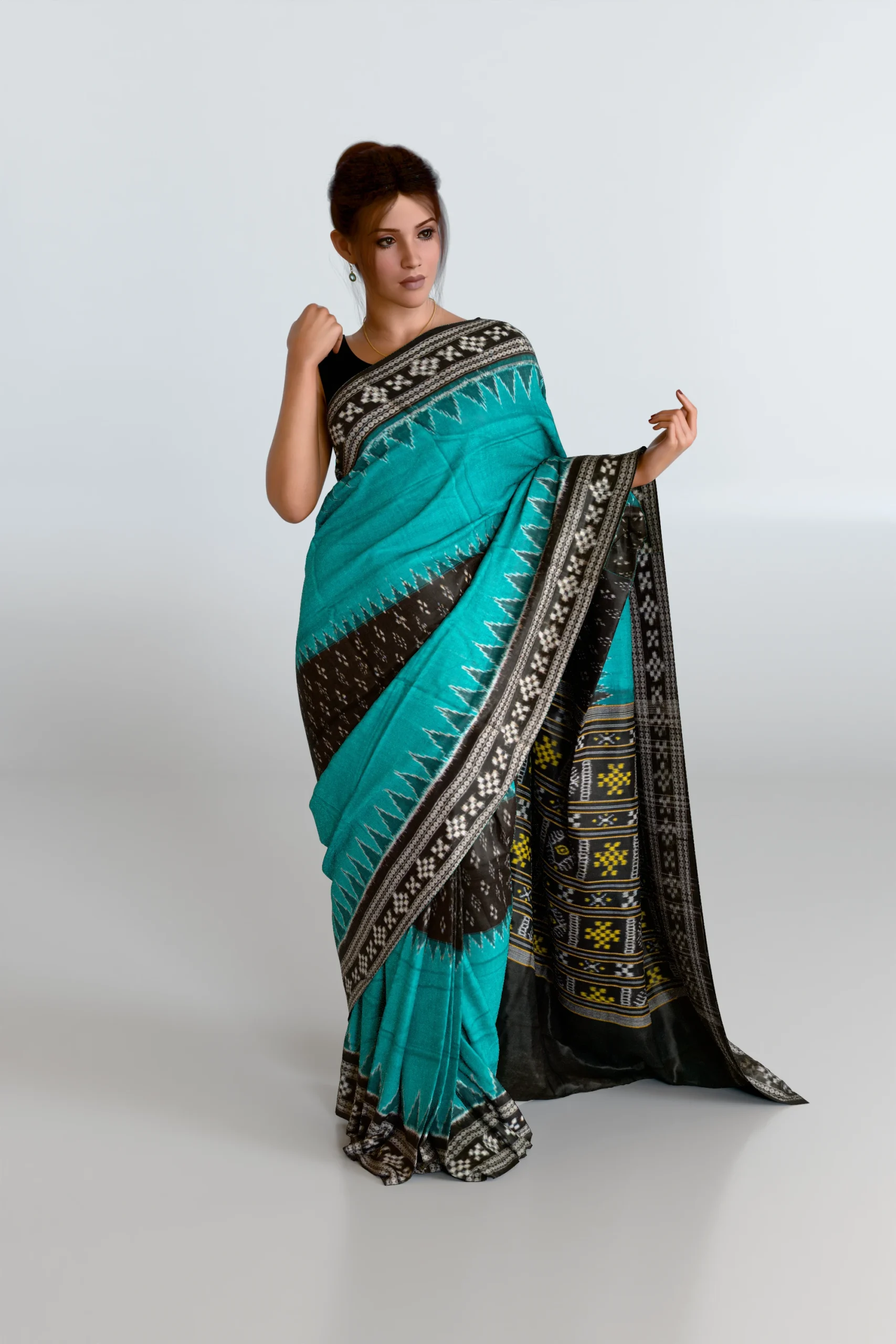 Blue Sambalpuri Cotton Saree